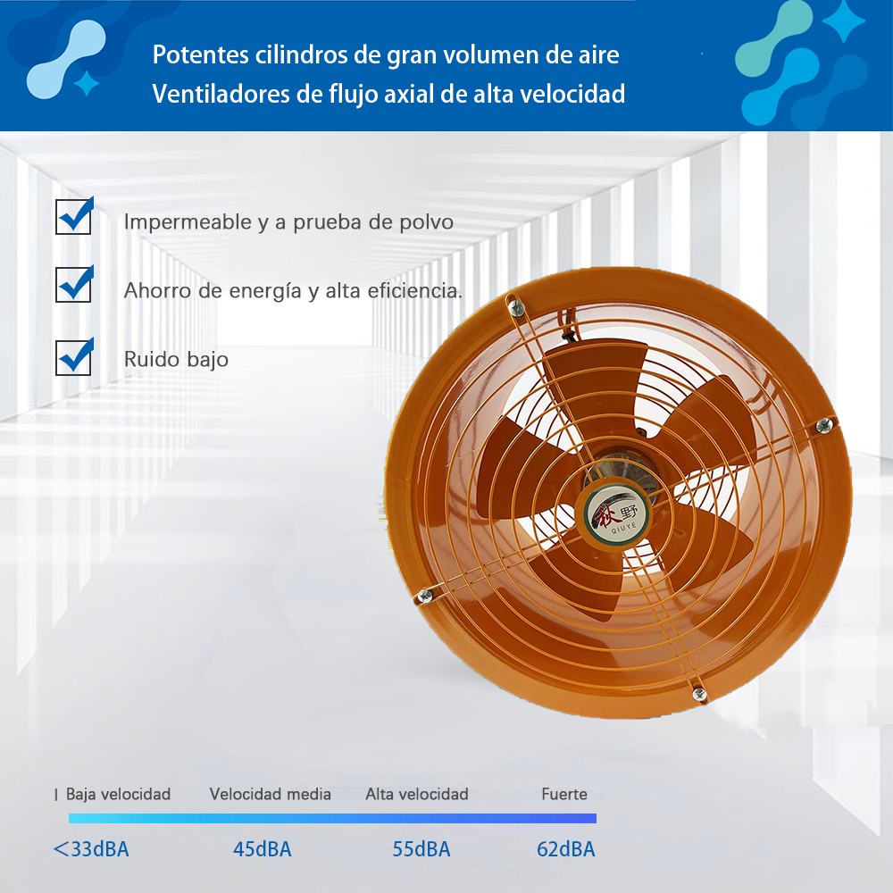 Potentes ventiladores cilíndricos de flujo axial de gran volumen de aire y alta velocidad